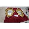 Image 4 : Pair of Rococo Style Gold-Finished Ornate Wall Mirrors13 X 19"