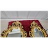 Image 5 : Pair of Rococo Style Gold-Finished Ornate Wall Mirrors13 X 19"