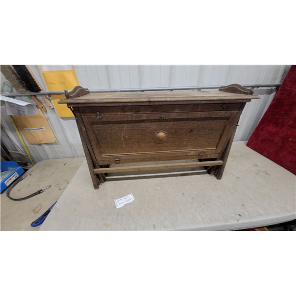 Antique Oak Cabinetta Fold Out Cot Used in World War One by a Officer
