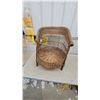 Image 1 : Vintage Wicker Barrel Chair with Lattice Back and Rolled Arms