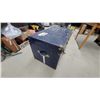Image 2 : Vintage Blue Steamer Trunk with Brass Hardware 21 x 40 x 22" Locked and No Key
