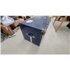 Image 7 : Vintage Blue Steamer Trunk with Brass Hardware 21 x 40 x 22" Locked and No Key