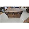 Image 1 : Antique Wooden Steamer Trunk with Metal Hardware and Leather Handles 23 x 24 x 21"