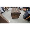 Image 4 : Antique Wooden Steamer Trunk with Metal Hardware and Leather Handles 23 x 24 x 21"