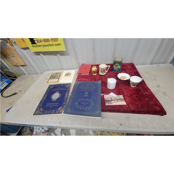 British Royal Coronation Memorabilia, Commemorative Mugs, Postcards, Books, and More