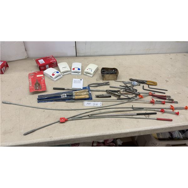 4 Honeywell Thermostats, Vermont American Drill-N-Drive System, Allen Keys, Glass Cutters, Feeler