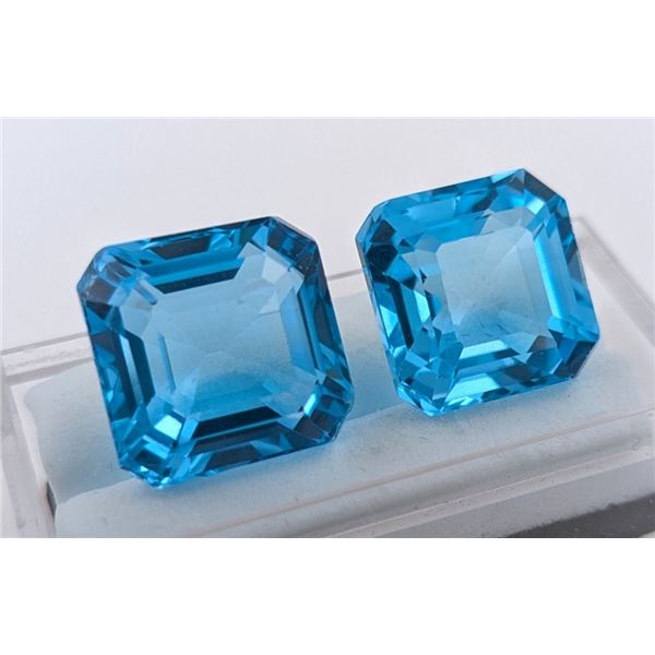 53.36 ct Certified Royal Blue Topaz gemstone Pair ($10,600 Appraisal)