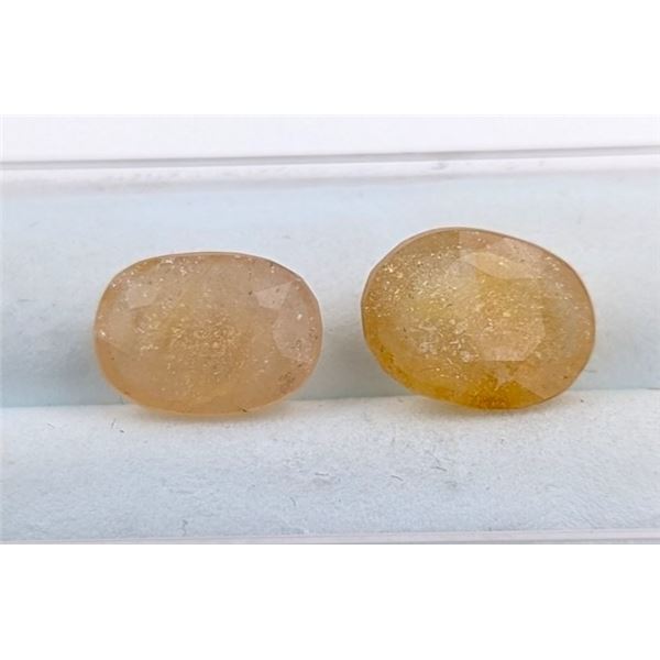 6.83 ct Certified Kashmir Yellow Sapphire gemstone Pair ($6,800 Appraisal)