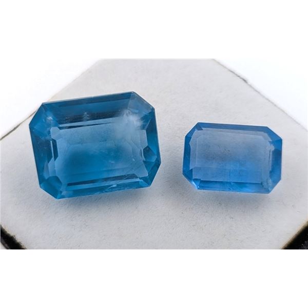 42.69 ct Certified Metallic Blue Fluorite gemstone Pair ($10,672 Appraisal)