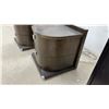 Image 11 : 2 Modern Wood Side Tables with Curved Fronts, Two Drawers, and Attached Arc Lamps 24 x 22 x 24
