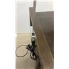Image 7 : 2 Modern Wood Side Tables with Curved Fronts, Two Drawers, and Attached Arc Lamps 24 x 22 x 24