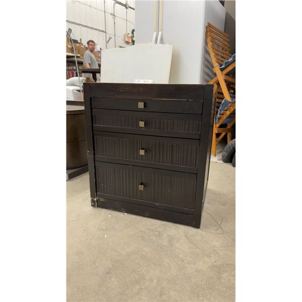 Four-Drawer Sliding Desk with and Glass Top, 30 x 22 x 27"