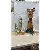 Image 1 : Easter Bunny Figurines, Tallest 24" Happy Easter Sign, Wooden Reindeer with Lights 36" Tall