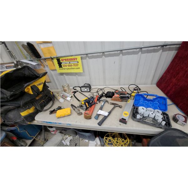 Hole Saw Set, Black+Decker Sander, Pipe Wrench, Hammers, Level, Hand Tools, and More