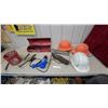 Image 1 : Heat Gun, Hard Hats, Red Metal Toolbox, Tube Cleaning Brushes, Rope, Bolts, and More