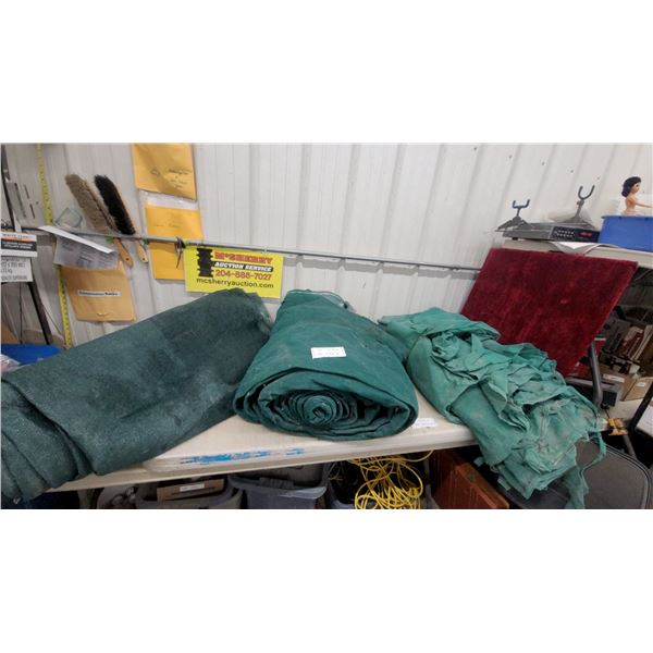 Green Shade Cloth Rolls and Loose Mesh Netting Material R.V