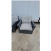 Image 2 : Dark Gray Wicker Patio Furniture Set with Beige Cushions, Sofa, Chairs, and Table 3 Pce