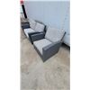 Image 3 : Dark Gray Wicker Patio Furniture Set with Beige Cushions, Sofa, Chairs, and Table 3 Pce