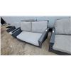 Image 4 : Dark Gray Wicker Patio Furniture Set with Beige Cushions, Sofa, Chairs, and Table 3 Pce