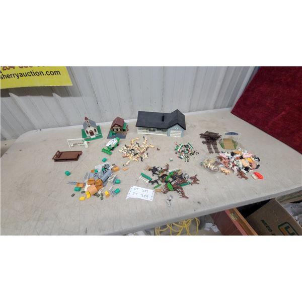 Toy Farm Playset with Buildings, Plastic Animals, Combine Fencing, and More