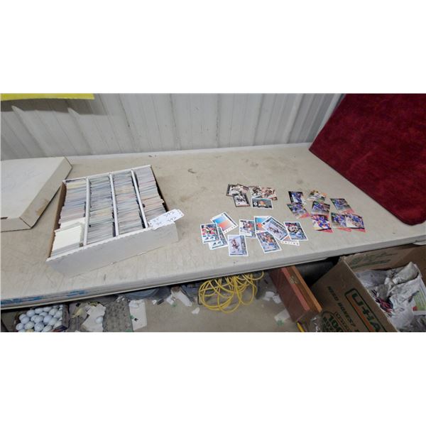 Large Lot of 1990s NHL Hockey Trading Cards with Storage Box