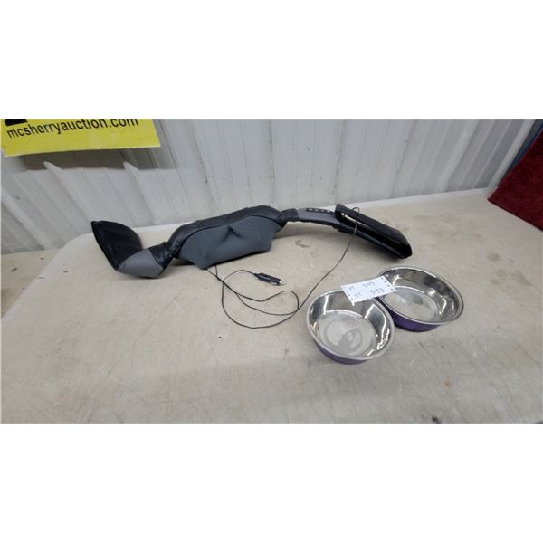 Neck and Shoulder Massager with Heat and Two Stainless Steel Pet Bowls