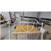 Image 2 : White Metal Bed Frame with Scrollwork Headboard, Footboard, Rails, and Slats 52" Wide