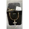 Image 1 : New 18K Gold Plated 30mm Simulated Diamond Cross Necklace with 19" Chain