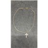Image 4 : New 18K Gold Plated 30mm Simulated Diamond Cross Necklace with 19" Chain