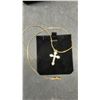 Image 6 : New 18K Gold Plated 30mm Simulated Diamond Cross Necklace with 19" Chain