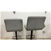 Image 10 : Set of Four Gray Faux Leather Adjustable Swivel, Lift Bar Stools with Black Metal Pedestal Bases