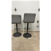 Image 11 : Set of Four Gray Faux Leather Adjustable Swivel, Lift Bar Stools with Black Metal Pedestal Bases