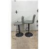 Image 12 : Set of Four Gray Faux Leather Adjustable Swivel, Lift Bar Stools with Black Metal Pedestal Bases