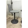 Image 2 : Set of Four Gray Faux Leather Adjustable Swivel, Lift Bar Stools with Black Metal Pedestal Bases