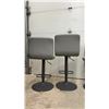 Image 5 : Set of Four Gray Faux Leather Adjustable Swivel, Lift Bar Stools with Black Metal Pedestal Bases