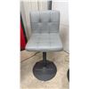 Image 6 : Set of Four Gray Faux Leather Adjustable Swivel, Lift Bar Stools with Black Metal Pedestal Bases