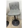 Image 7 : Set of Four Gray Faux Leather Adjustable Swivel, Lift Bar Stools with Black Metal Pedestal Bases
