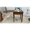 Image 1 : Zenith Vintage Sewing Machine in Wooden Cabinet with Fold-Out Extension