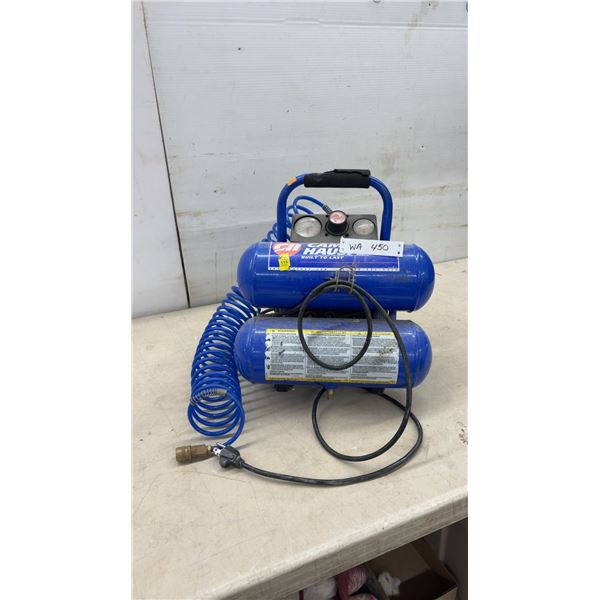 Campbell Hausfeld 100 PSI Portable Twin Tank Air Compressor with Coil Hose