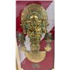 Image 8 : Pair of Peruvian Tumi and Llama Brass Relief Wall Art Plaques with Turquoise Accents 18 C 10"
