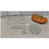 Image 1 : Glass Pedestal Cake Stands, Cut Glass Bowls, Ceramic Pumpkin Platter, and More