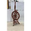 Image 1 : Antique Red-Painted Wooden Spinning Wheel with Treadle