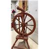 Image 3 : Antique Red-Painted Wooden Spinning Wheel with Treadle