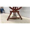 Image 4 : Antique Red-Painted Wooden Spinning Wheel with Treadle