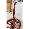 Image 5 : Antique Red-Painted Wooden Spinning Wheel with Treadle