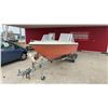 Image 2 : 16FT FG Vangard Boat, Outboard 85HP Motor, Not Running, w/ Trolling Motor and Trailer. No TOD. 