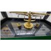 Image 3 : Antique Brass Analytical Balance Scale in Glass and Wood Display Case 18 x 17 x 9"