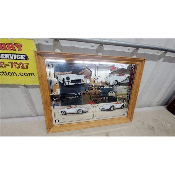 Corvette 25th Anniversary Commemorative Mirror in Wood Frame 18 x 24"