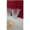Image 6 : Pink Depression Glass Sherbet Dishes, Tumblers, and Clear Iris Goblets and Pitchers