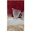 Image 7 : Pink Depression Glass Sherbet Dishes, Tumblers, and Clear Iris Goblets and Pitchers